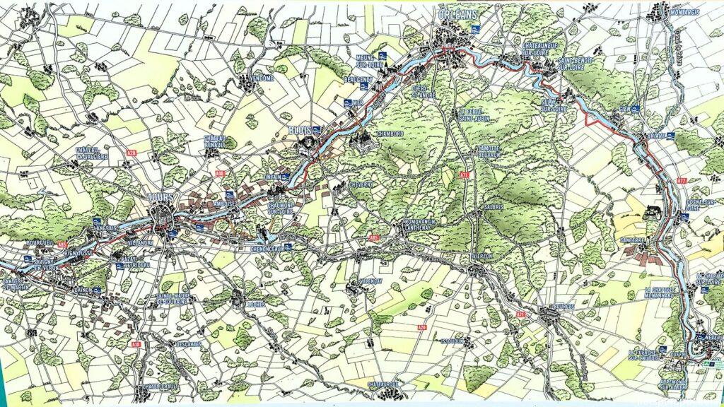 fietsen langs de loire kaart